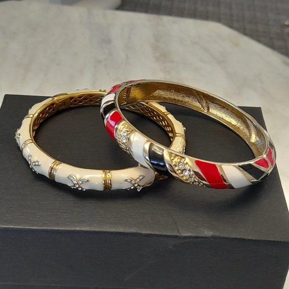 Pair of Enamel and Crystal Bangles - Picture 15 of 15